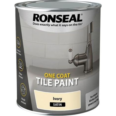 Ronseal 39375 One Coat Tile Paint Ivory Satin 750ml RSLOCTPIS750