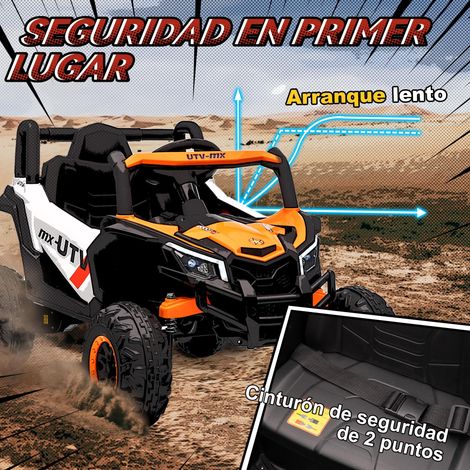 Véhicule tout-terrain électrique pour enfants 12V, double moteur, télécommande, vitesse maximale 7 km/h, avec système de suspension, orange. (1/5)