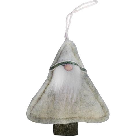 Decorazione natalizia: ciondolo di Babbo Natale in tessuto, 12 cm, color crema. (1/2)