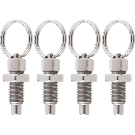 Juego de 4 pistones de resorte con anillo de tiro M8 de liberación rápida, de acero inoxidable, sin bloqueo, retráctiles manualmente para equipos industriales.