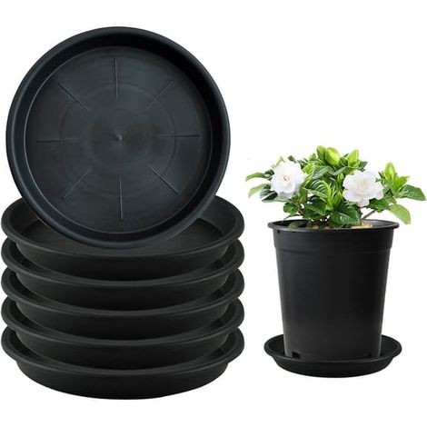 Lot de 6 soucoupes rondes pour pots de fleurs couleur terre cuite, 19 cm - Dessous de pot en plastique - Soucoupes pour pots de fleurs - Dessous de pot ronds (1/4)