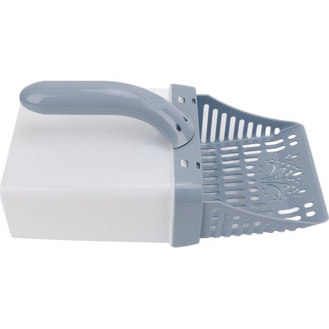 Pelle à litière pour chat amovible en plastique avec sac à déjections, gris nordique, pour le nettoyage des excréments d'animaux. (1/5)