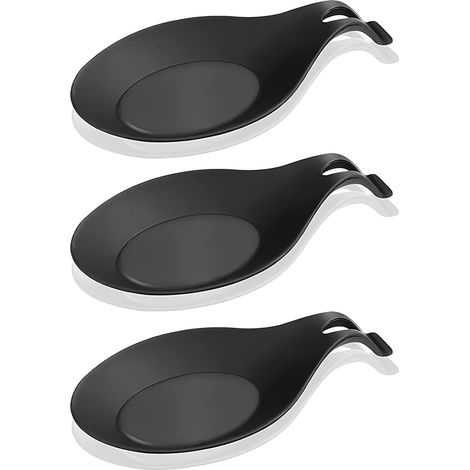 Ensemble de 3 porte-cuillères en silicone, porte-cuillères multifonctionnel en silicone, porte-cuillères résistant à la chaleur, porte-cuillères isolant thermique pour la cuisine, convient aux cuisine (1/5)