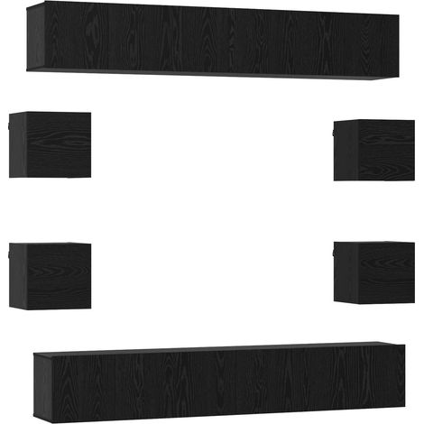 Set mobile TV 10 pcs 180 x 30 x 30 cm Rovere Nero vidaXL