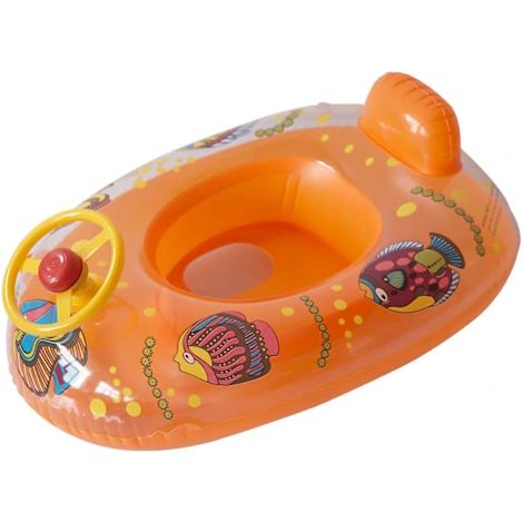Bouée gonflable pour bébés et enfants, style estival, en PVC, motif dessin animé, idéale pour la piscine et les vacances, en forme de bateau.