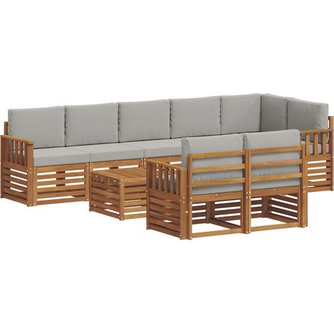 Conjunto de sofás de exterior 9 uds. Gris Natural y Claro vidaXL (1/5)