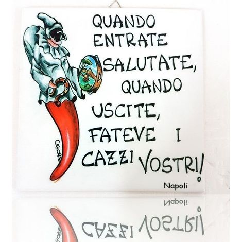 Trade Shop - Fortuna De Cerámica De La Puerta De Azulejos Decorativos Cuadrados Cuando Entras En Saludas -