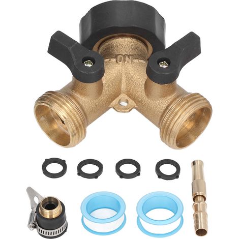 Connecteur de robinet Y 2 voies pour tuyau d'arrosage robuste, raccord 3/4 pouce, irrigation extérieure norme UE (1/5)