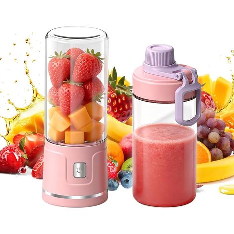 1 Mixeur Portable, 450ml, 38 Lames Acier Inoxydable, Rechargeable USB, Pour Cuisine, Sport, Bureau (1/5)