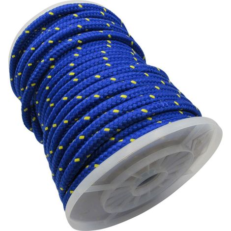 8MM x 100 Metre Blue/Yellow Kernmantle Polypropylene Rope - 16 Plait Double Braided PP (1/5)
