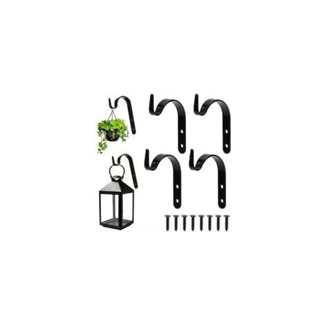 Crochets - 4 crochets muraux pour plantes - Crochets muraux en J - Convient aux paniers de fleurs, mangeoires et plantes - Pour suspendre des plantes (1/5)