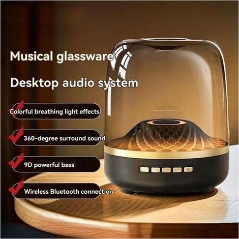 4 Haut-Parleurs en Verre Coloré pour, Haut Volume, Sans Fil, Bluetooth, Caisson de Basses, Ambiance RVB, Haut-Parleur (1/5)