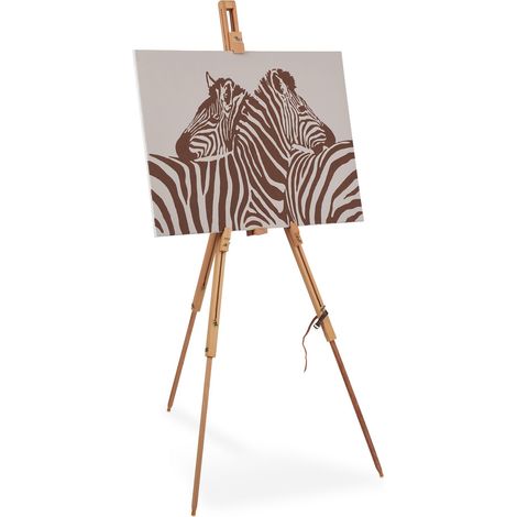 Relaxdays Table Easel, Tiltable, Height Adjustable, up to DIN A2, Mini, HxWxD: 184 x 75 x 60 cm, Beech Wood, Natural