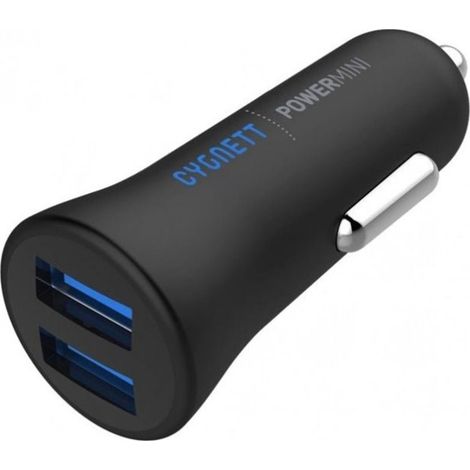 Cargador de coche PowerMini de 4,8 A con doble puerto USB - Negro