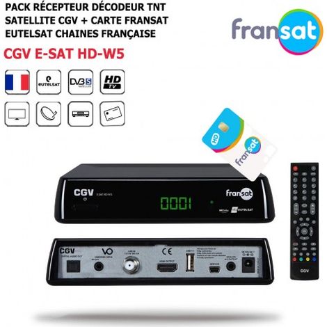 Démodulateur satellite FRANSAT HD – Résolution Full HD 1080P – Fonction PVR – Sortie HDMI et USB 2.0 – DiSEqC 1.0/1.1 supporté – CGV
