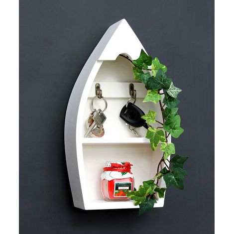 Schlüsselboard mit Ablage Boot 93541-S Schlüsselhaken Wandregal 30 cm Schlüsselleiste Schlüsselkasten (1/5)