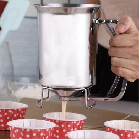 Diviseur de pâte en acier inoxydable, entonnoir professionnel pour la cuisson de gâteaux, muffins, crêpes et gaufres. (1/5)