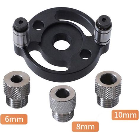 (6/8/10 mm)Mandrin pour charnières, guide de perçage pour le travail du bois, mandrin à tenon, compatible avec les douilles de 6/8/10 mm (1/4)