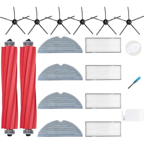 Kit de remplacement pour robot aspirateur Roborock S7 S7 Plus S7 MaxV S7 MaxV Ultra 4 filtres 6 brosses latérales 4 lingettes 1 brosse principale (1/5)