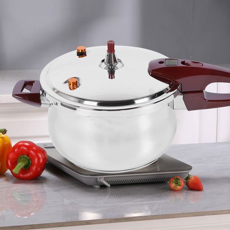 Cocotte Minute à Induction en Acier Inoxydable, Modèle Grand Volume 6L Diamètre 22cm avec O-Ring et Valve de Sécurité (1/4)
