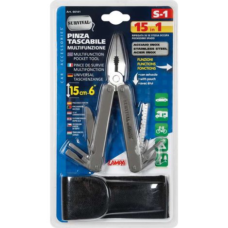 Lampa Pinza Multifunzione Survival - Grigio/Nero - 15 in 1 (1/2)