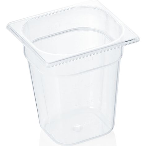 Bac GN 1/6 polypropylène H 200 mm 2,8 ltr transparent GN 84 - Was Germany