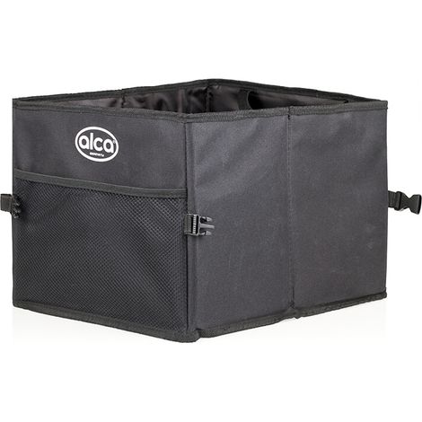 alca® Organizer Kofferraum Tasche Auto Box Autotasche Faltbar Universell verstärkter Boden stabil Schwarz 2 Fächer Klettverschluß-außen Netz (1/5)