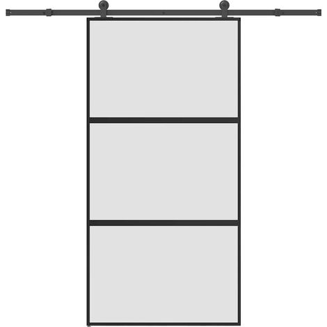 Schiebetür mit Beschlag 102,5x205 cm Hartglas & Aluminium