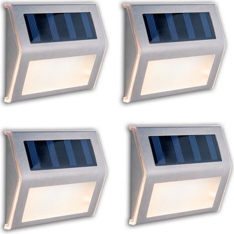 Lot de 4 Appliques Murales Solaires LED Extérieur en Métal et Plastique Aspect Acier - PANGIVO (1/5)