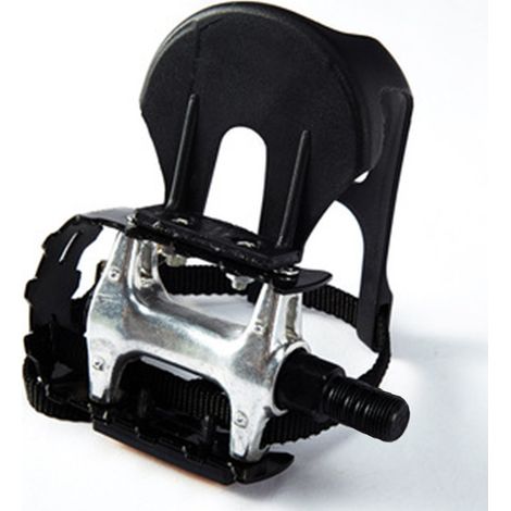 Lntyq Fahrradpedal mit Clip und Riemen. Geeignet für Spinning-Bikes, Heimtrainer, Standräder und Outdoor-Bikes, 9/16 Zoll Achse. Halbjährige Garantie (1/4)