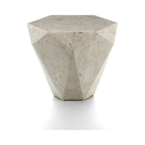 Modernes Beistelltisch aus beige Stein 60 x 60 x H 50 cm (1/3)