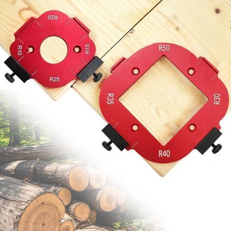 Lot de 2 gabarits de fraisage 4 en 1 pour le travail du bois R10 R15 R20 R25 R30 R35 R40 R50, Radius Jig Router Pochoirs Coin, Défonceuse Accessoires Gabarit de fraisage à dents (1/5)