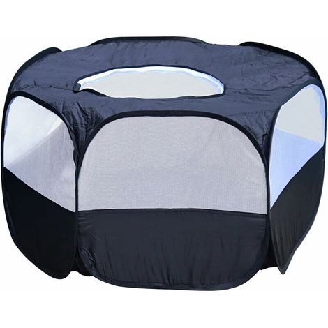 Small Animals Foldable Mesh Fence Pop-Up Tent for Small Animals - Black