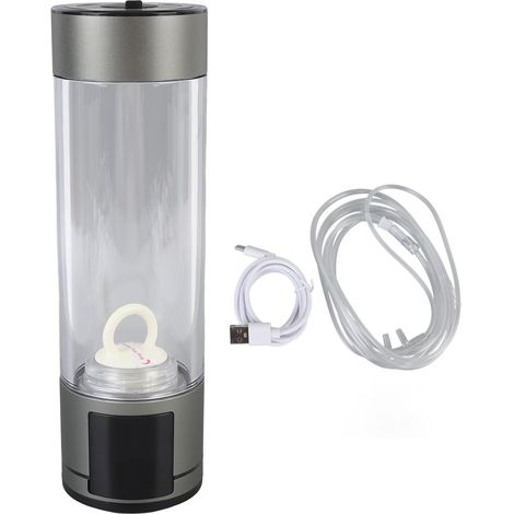 Bouteille d'eau hydrogénée 400 ml, 2 modes, USB-C 5 V, ioniseur d'eau portable scellé pour usage quotidien, gris (1/5)