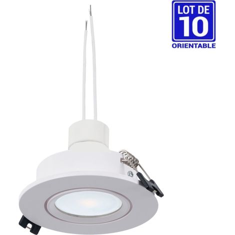 KIT x 10 - Downlight inclinable + Ampoule GU10 5W + Douille GU10 - Blanc Froid