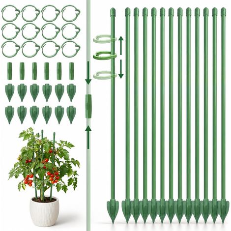 Tuteur pour Plante 12 Pièces, 33 cm Vert, Tuteurs pour Plantes d’Intérieur, Plantes en Pot, Fleurs, Herbes, Jardin et Tuteur Tomate (1/5)
