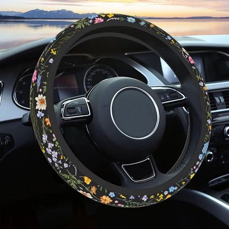 Unisex-Lenkradbezug rutschfester atmungsaktiver Lenkradbezug Lenkradschutzbezug mit Wildblumenmuster Autozubehör universell 14 Zoll 02 2 bis 15 (1/5)