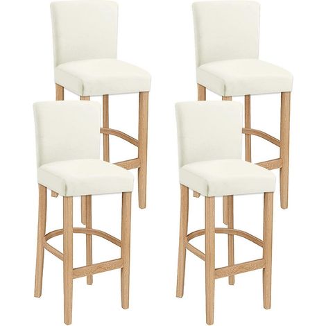 Housses de tabouret de bar extensibles et lavables en polyester et élasthanne, lot de 4, couleur ivoire (1/5)