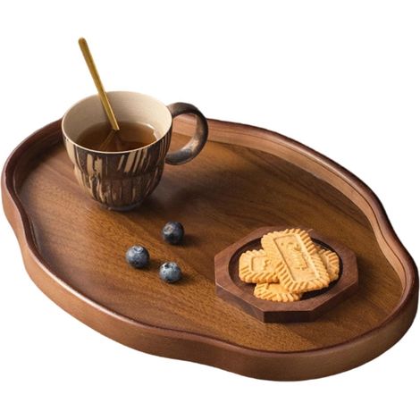 Plateau en bois pour biscuits, plateau pour frais, pour la cuisine, le salon, la salle à manger, le comptoir de bar, le petit déjeuner, les collations et (1/5)