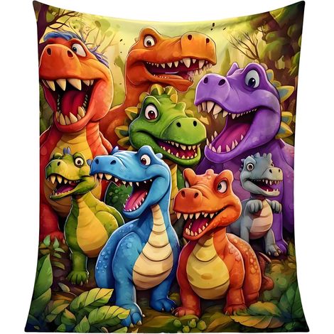 Couverture En Flanelle - Motif Dinosaure - Pour Lit Ou Canapé - 150 x 100 cm - Polyester - 890 g (1/5)