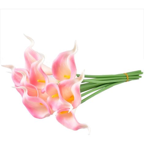 Mini calla artificielle en PU, rose clair, effet réaliste.-Online Store (1/2)