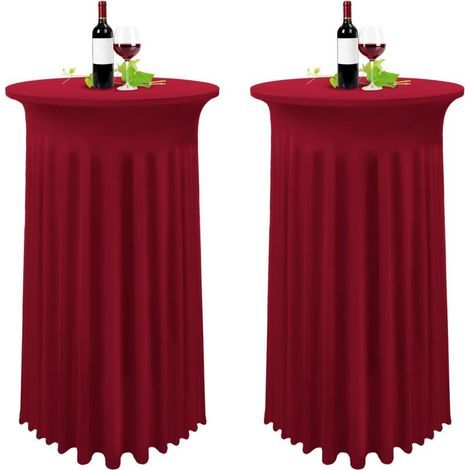 Lot de 2 nappes jupe plissée en élasthanne 80 x 110 cm – Couleur bourgogne – Protection contre poussière et éclaboussures (1/4)