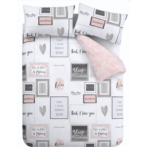 Parure de lit réversible avec Housse de Couette et taie d'oreiller Rose pâle (1/5)