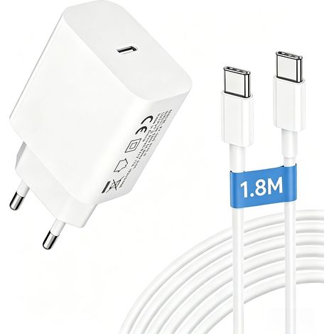 25W Chargeur Type C Charge Rapide pour Samsung Galaxy A15/A16/A54/A55/A35/A25 5G/S24/S23/A22/S22/S21/S20 FE Téléphone Portable Prise USB-C Adaptateur Secteur avec Type-C Cable (1/5)