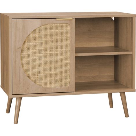 80cm wood and rounded cane rattan sideboard Natural 80x39x65.8 cm - Eva (1/5)