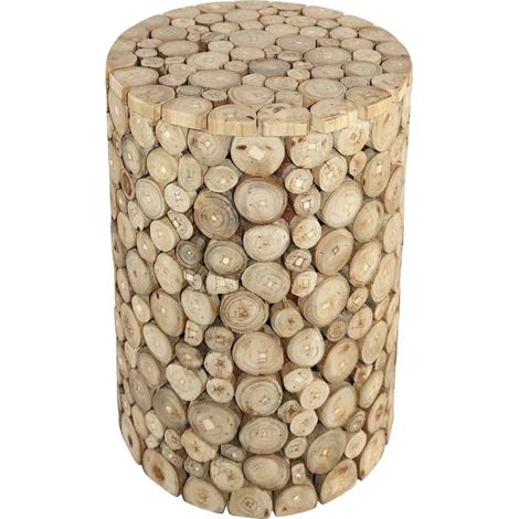 Tabouret rond H. 45 cm assemblage bois de teck – ASTER (1/5)