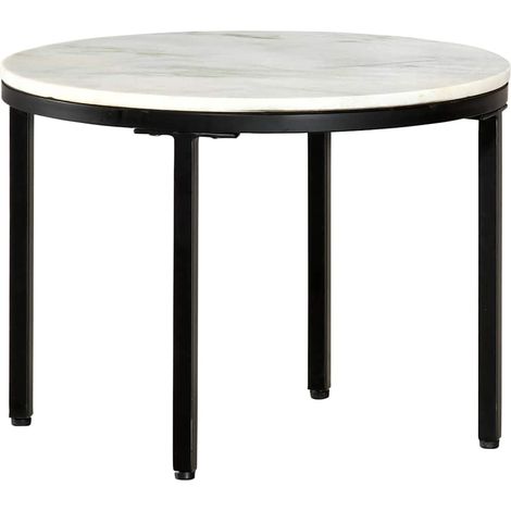 Maison Exclusive - Tavolino da Salotto Bianco e Nero Ø50 cm in Vero Marmo Solido (1/5)