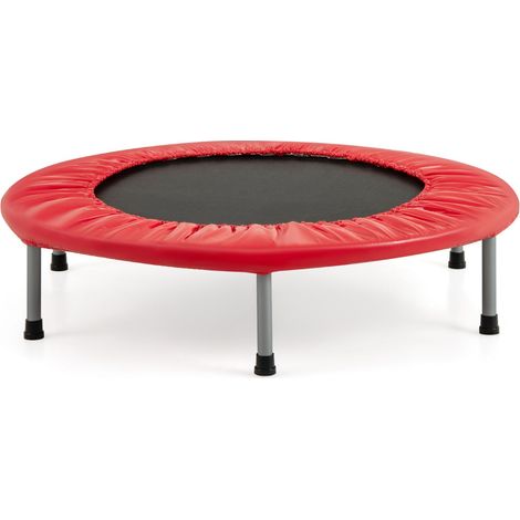 Trampolino pieghevole diametro 95,5 cm per uso interno ed esterno con dispositivi di sicurezza rinforzati e stabile struttura in PVC rosso 200014492