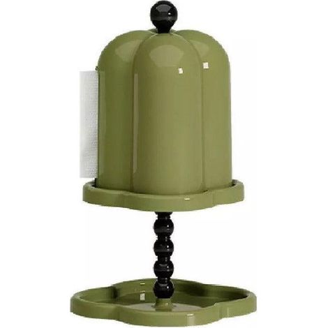 Boîte à essuie-tout à double étagère, couvercle anti-poussière, style vintage, verte, pour la cuisine (1/5)