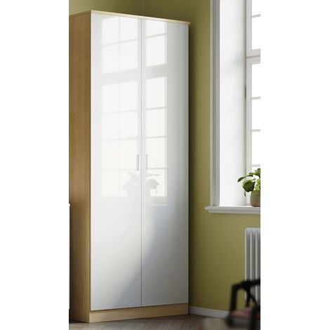 Canterbury Oak/White High Gloss 2 door wardrobe